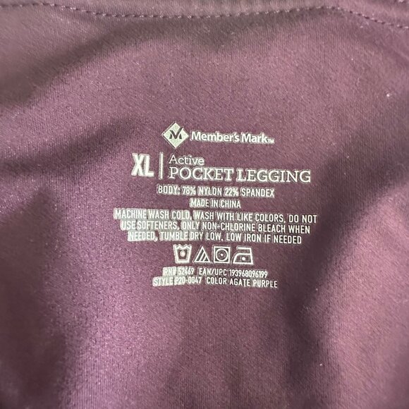 Members Mark Active Pocket Legging XL Nylon/Spandex Agate Purple High Waist Comp - Picture 3 of 7